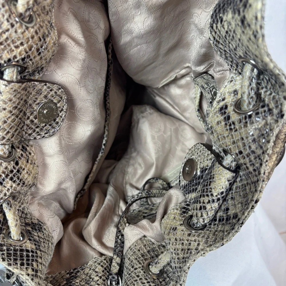 Michael Kors Nolita Snakeskin Embossed Leather Shoulder Bag‎